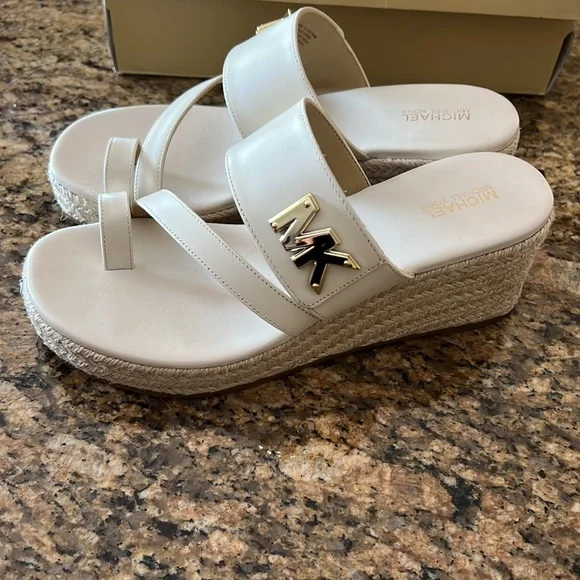 SOLD Michael Kors Cream Mid Wedge. New in Box - Picture 3 of 10
